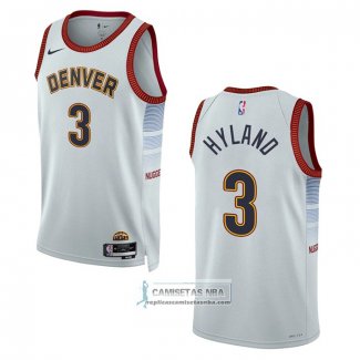 Camiseta Denver Nuggets Nahshon Hyland NO 3 Ciudad 2022-23 Blanco