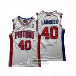 Camiseta Detroit Pistons Bill Laimbeer NO 40 Mitchell & Ness 1988-89 Blanco