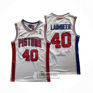 Camiseta Detroit Pistons Bill Laimbeer NO 40 Mitchell & Ness 1988-89 Blanco