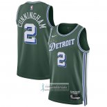 Camiseta Detroit Pistons Cade Cunningham NO 2 Ciudad 2022-23 Verde