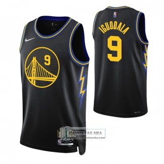 Camiseta Golden State Warriors Andre Iguodala NO 9 Ciudad 2021-22 Negro