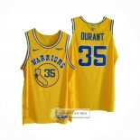 Camiseta Golden State Warriors Kevin Durant NO 35 Hardwood Classic Autentico Amarillo