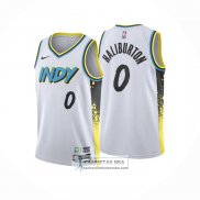 Camiseta Indiana Pacers Tyrese Haliburton NO 0 Ciudad 2024-25 Blanco