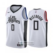 Camiseta Los Angeles Clippers Russell Westbrook NO 0 Ciudad Blanco