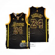 Camiseta Los Angeles Lakers Kobe Bryant NO 24 Retired Negro