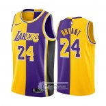 Camiseta Los Angeles Lakers Kobe Bryant NO 24 Split Amarillo Violeta