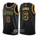 Camiseta Los Angeles Lakers LeBron James Ciudad 2021-22 Negro