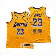 Camiseta Los Angeles Lakers LeBron James NO 23 Icon Amarillo