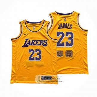 Camiseta Los Angeles Lakers LeBron James NO 23 Icon Amarillo