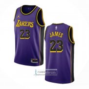 Camiseta Los Angeles Lakers LeBron James NO 23 Statement 2022-23 Violeta