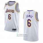 Camiseta Los Angeles Lakers LeBron James NO 6 Association 2022-23 Blanco