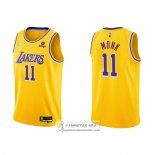 Camiseta Los Angeles Lakers Malik Monk NO 11 75th Anniversary 2021-22 Amarillo