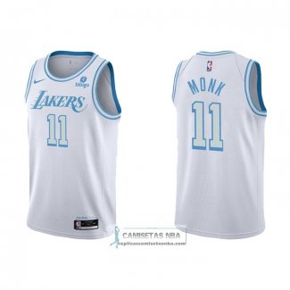 Camiseta Los Angeles Lakers Malik Monk NO 11 Ciudad 2021-22 Blanco