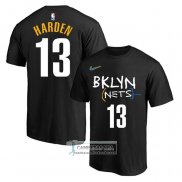 Camiseta Manga Corta Brooklyn Nets James Harden Ciudad 2020-21 Negro