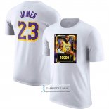 Camiseta Manga Corta Los Angeles Lakers James NO 23 Commemorative Blanco