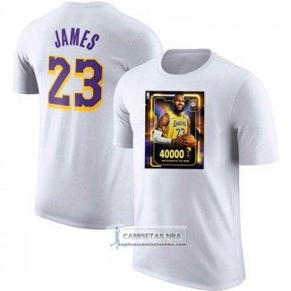 Camiseta Manga Corta Los Angeles Lakers James NO 23 Commemorative Blanco