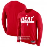 Camiseta Manga Larga Miami Heat Practice Performance 2022-23 Rojo