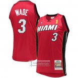 Camiseta Miami Heat Dwyane Wade NO 3 Mitchell & Ness 2005-06 Autentico Rojo