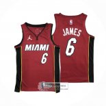 Camiseta Miami Heat LeBron James NO 6 Statement 2020-21 Rojo