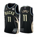 Camiseta Milwaukee Bucks Brook Lopez NO 11 Statement 2022-23 Negro