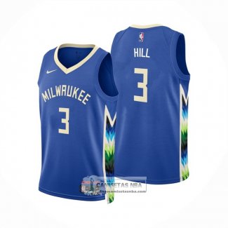 Camiseta Milwaukee Bucks George Hill NO 3 Ciudad 2022-23 Azul