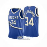 Camiseta Milwaukee Bucks Giannis Antetokounmpo NO 34 Ciudad 2024-25 Azul