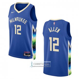 Camiseta Milwaukee Bucks Grayson Allen NO 12 Ciudad 2022-23 Azul