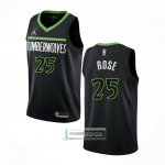 Camiseta Minnesota Timberwolves Derrick Rose NO 25 Statement 2022-23 Negro