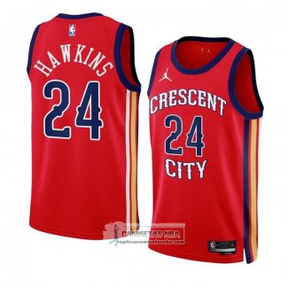 Camiseta New Orleans Pelicans Jordan Hawkins NO 24 Statement 2023-24 Rojo