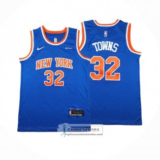 Camiseta New York Knicks Karl-Anthony Towns NO 32 Icon 2024-25 Azul