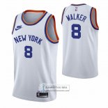 Camiseta New York Knicks Kemba Walker NO 8 75th Anniversary Blanco