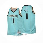 Camiseta Nino Charlotte Hornets Lonzo Ball NO 1 Ciudad 2024-25 Verde