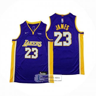 Camiseta Nino Los Angeles Lakers LeBron James NO 23 Statement Violeta2