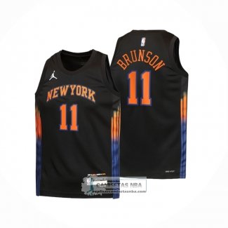 Camiseta Nino New York Knicks Jalen Brunson NO 11 Statement 2025-26 Negro