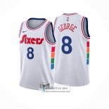 Camiseta Philadelphia 76ers Paul George NO 8 Ciudad 2024-25 Blanco