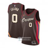 Camiseta Portland Trail Blazers Damian Lillard Ciudad 2020-21 Marron