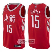 Camiseta Rockets Clint Capela Ciudad 2017-18 Rojo