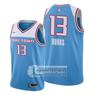 Camiseta Sacramento Kings Alec Burks Ciudad Azul