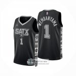 Camiseta San Antonio Spurs Victor Wembanyama NO 1 Statement 2024-25 Negro
