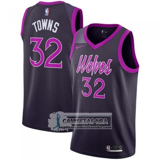 Camiseta Timberwolves Karl-anthony Towns Ciudad 2018-19 Violeta