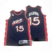 Camiseta USA 1996 Hakeem Olajuwon NO 15 Azul