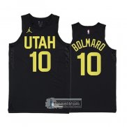 Camiseta Utah Jazz Leandro Bolmaro NO 10 Statement 2022-23 Negro