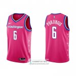 Camiseta Washington Wizards Kristaps Porzingis NO 6 Ciudad 2022-23 Rosa