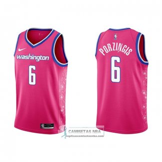 Camiseta Washington Wizards Kristaps Porzingis NO 6 Ciudad 2022-23 Rosa