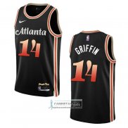 Camiseta Atlanta Hawks AJ Griffin NO 14 Ciudad 2022-23 Negro