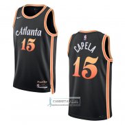 Camiseta Atlanta Hawks Clint Capela NO 15 Ciudad 2022-23 Negro