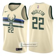 Camiseta Bucks Khris Middleton Ciudad 2017-18 Crema