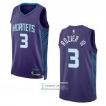 Camiseta Charlotte Hornets Terry Rozier III NO 3 Statement 2022-23 Violeta