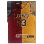 Camiseta Cleveland Cavaliers Los Angeles Lakers LeBron James NO 23 Split Rojo Amarillo