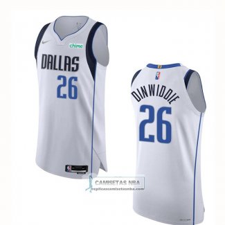 Camiseta Dallas Mavericks Spencer Dinwiddie NO 26 Association Autentico Blanco